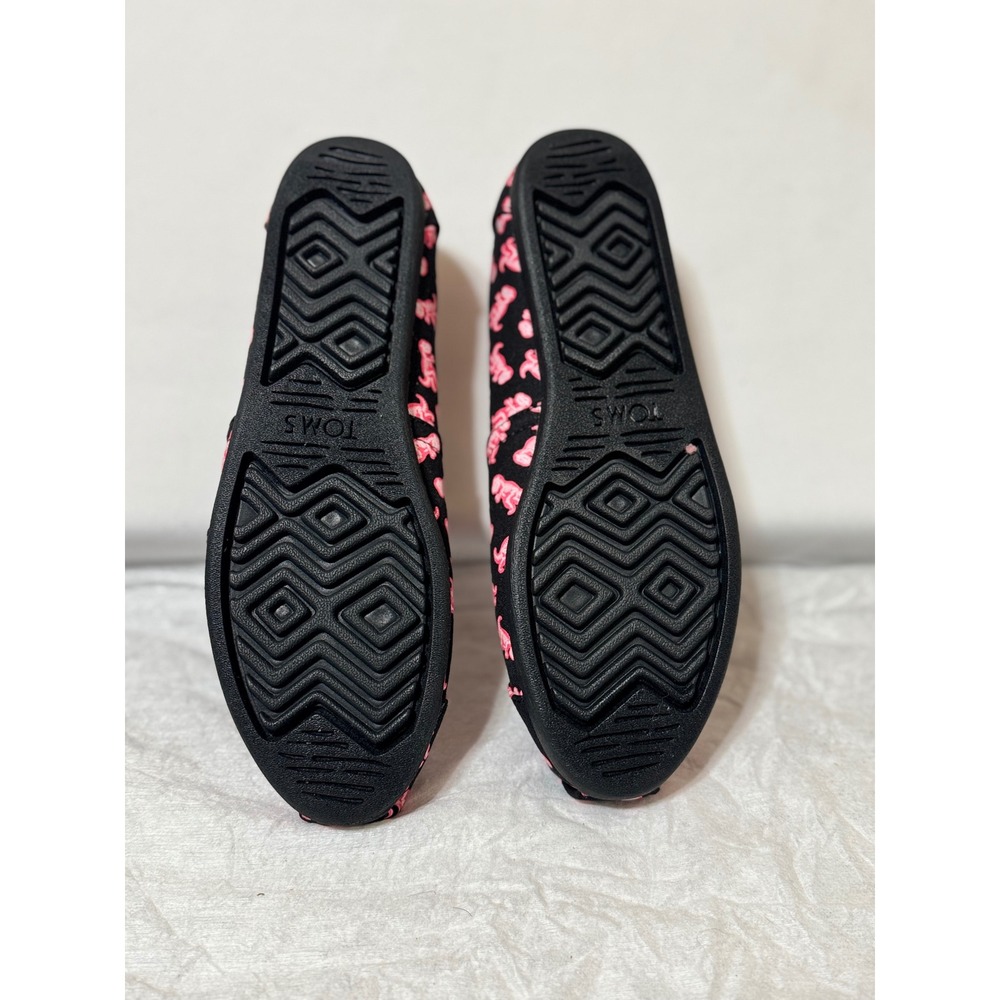 TOMS Women 7.5 Alpargata Black Pink Dinosaur Skeleton Canvas Slip On Flats - Picture 3 of 6